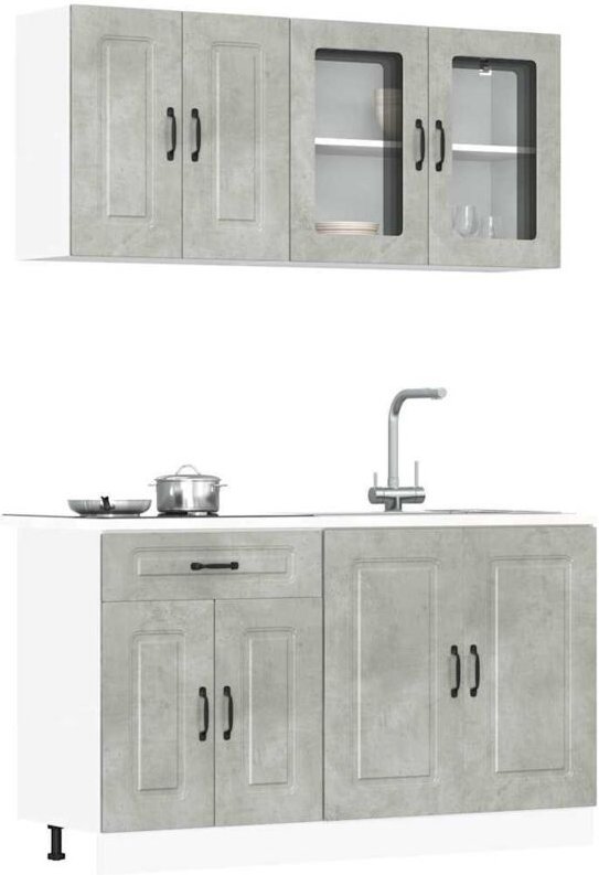 4-tlg. Küchenschrank-Set Kalmar Betongrau Holzwerkstoff - Vidaxl