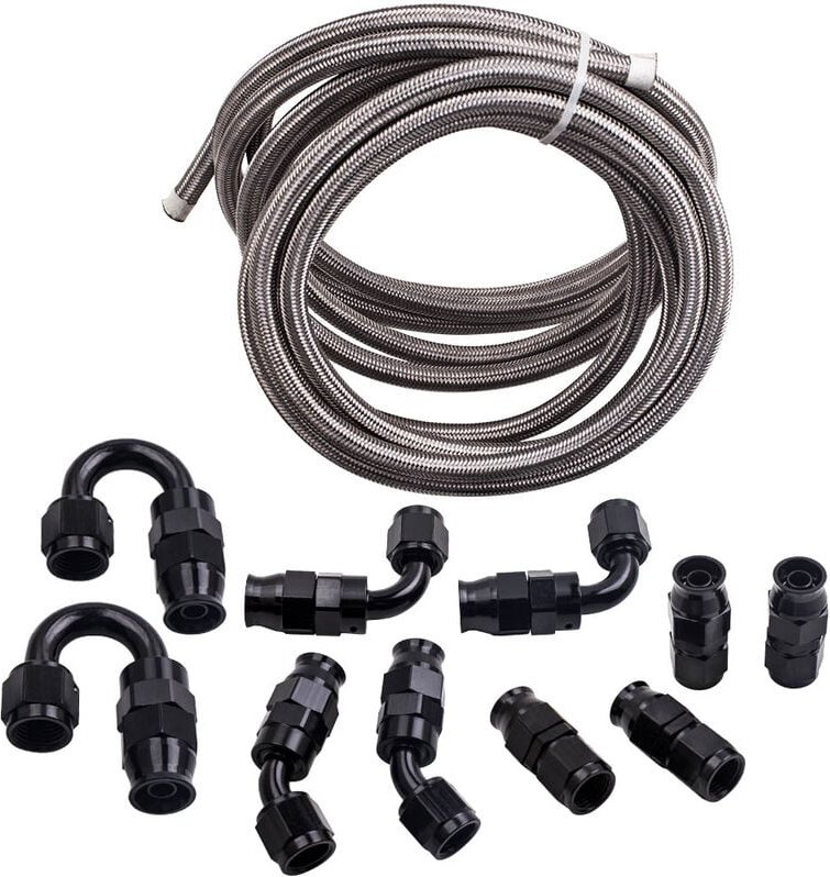 Thumbnail - AN6,6AN ptfe Öl Gas Linie E85 Edelstahl Kraftstoffschlauch Armaturen AdapterKraftstoffleitungs-Anschlusssatz 6AN 20ft Kr...