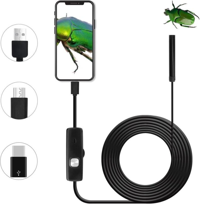 Aougo - 7 mm USB-Endoskop Android cmos hd 2 in 1 wasserdichtes Endoskop für Smartphone (1 m)