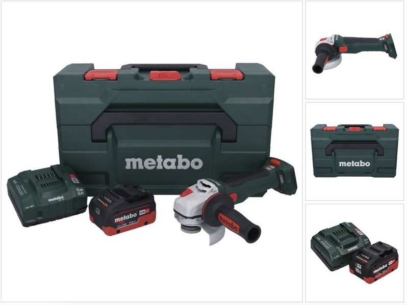 Metabo WB 18 LT BL 11-125 Quick Akku Winkelschleifer 18 V 125 mm Brushless + 1x Akku 10,0 Ah + Ladegerät + metaBOX