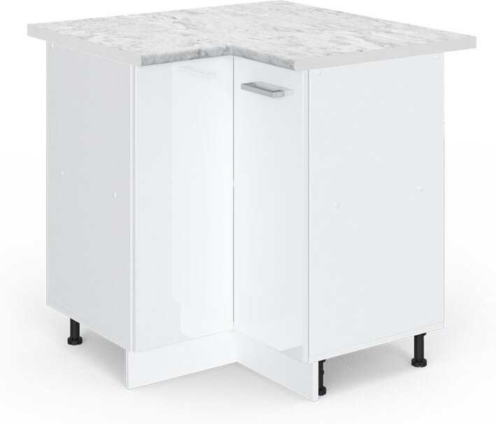 Vicco - Eckunterschrank R-Line, Weiß Hochglanz, 75.6 cm, ap Marmor