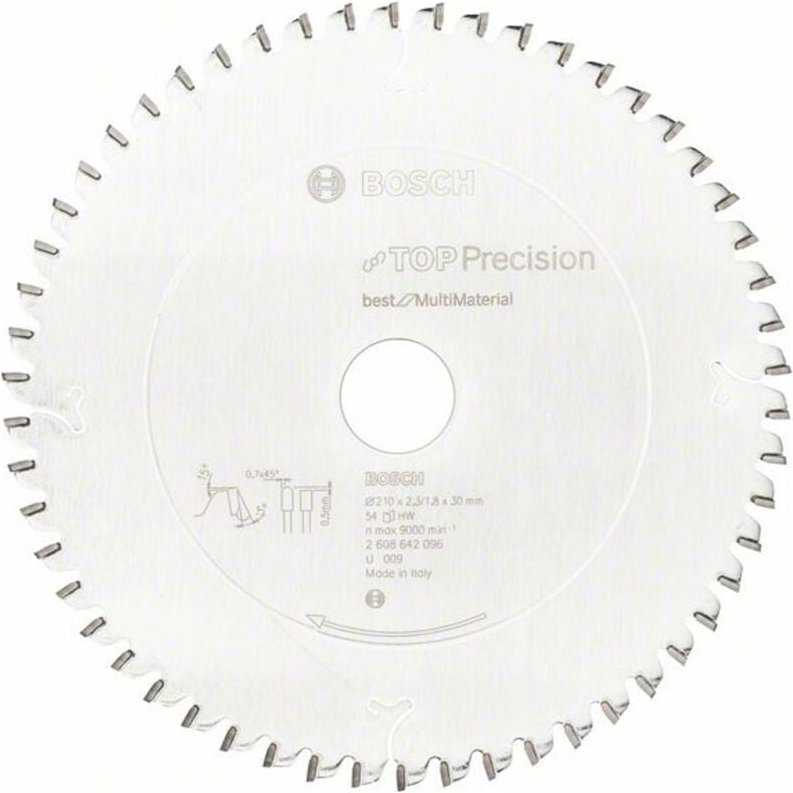 Kreissägeblatt Top Precision Best for Multi Material, 210 x 30 x 2,3 mm, 54 - Bosch