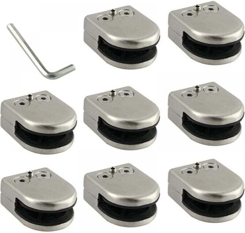 Glasklemme, 8 Stück, 6–8 mm, Edelstahl 304, Glasclip-Klemmenhalterung, flache Rückseite, Chrom-Finish für Balustrade