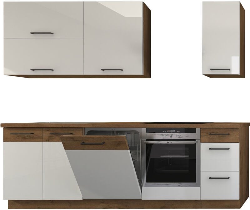 Thumbnail - Küchenmöbel-Set Küchenzeile Cardemio 240 cm Eiche Lancelot Weiß - Furnix