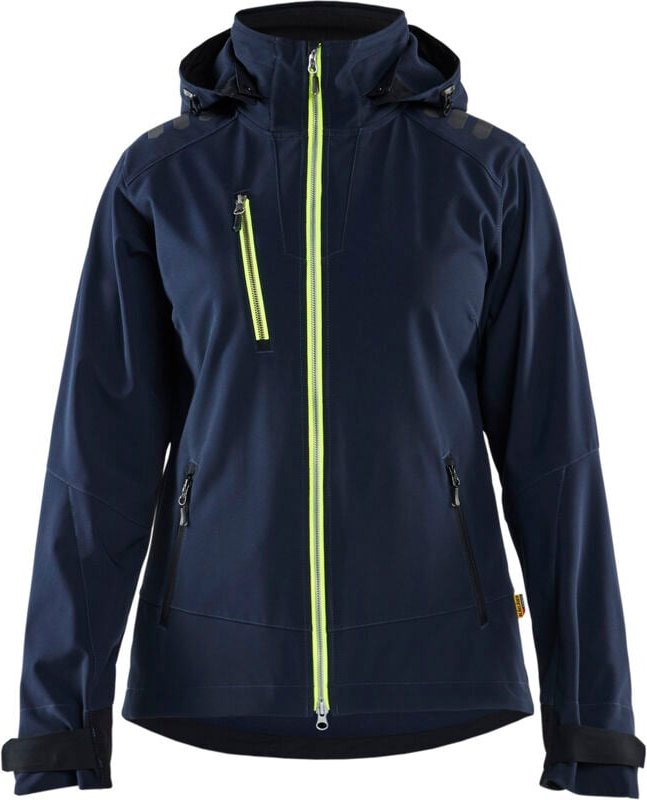 Arbeits-Softshelljacke Damen 4719 - Dunkelblau/Neongelb M