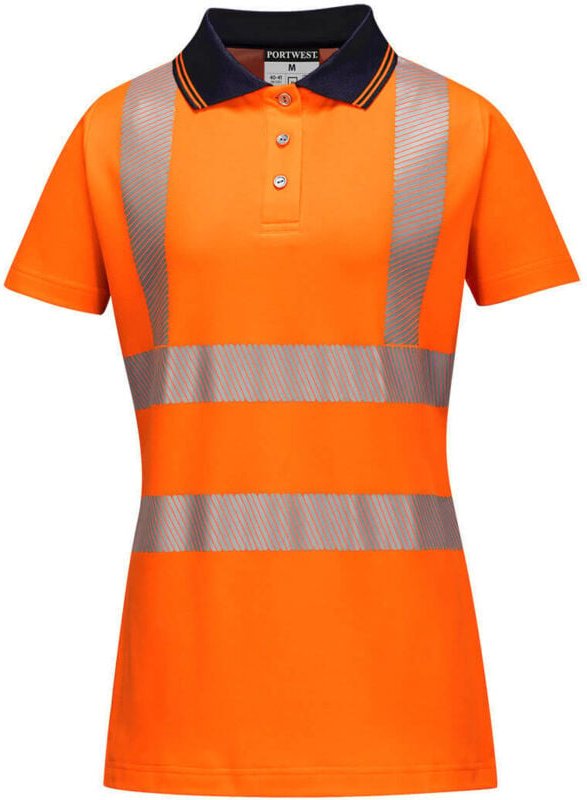 Polo Damen Pro Orange/Schwarz L
