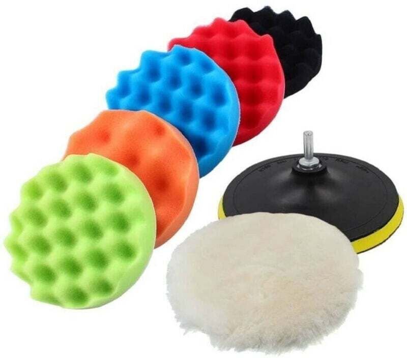 Thumbnail - Kit 10 Stück Polierschwamm zum Wachsen + Adapter für Bohrer-Polierer 150 mm – - Ymyny