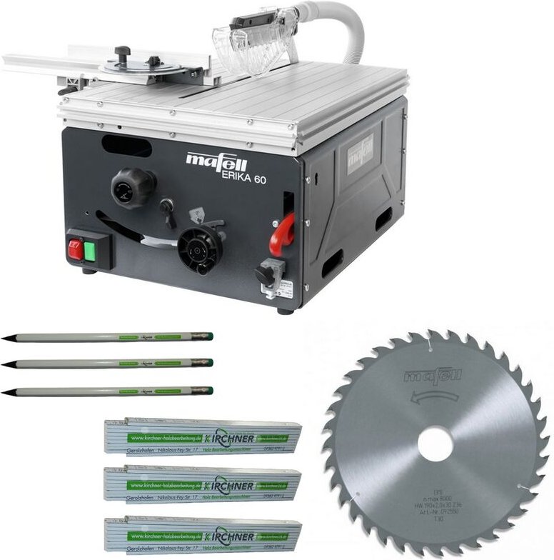 Unterflur-Zugsäge erika 60 + HM-Blatt Z36 + 3x Zollstock + 3x Bleistift - Mafell