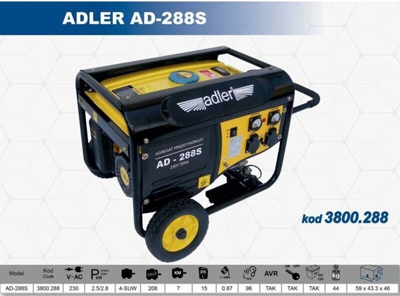 Adler Stromerzeuger prądotwórczy 2,8kw / ad-288s