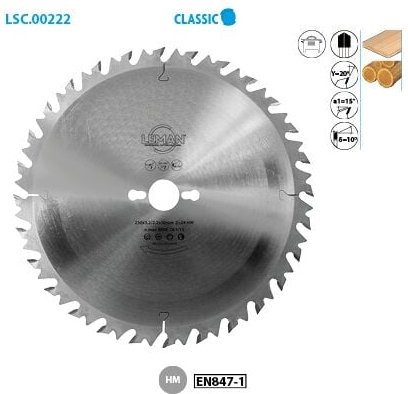 Hartmetallsägeblatt Durchlass 600x30x40Z, alt. / rückschlagfrei / Holz Leman 220.600.3040