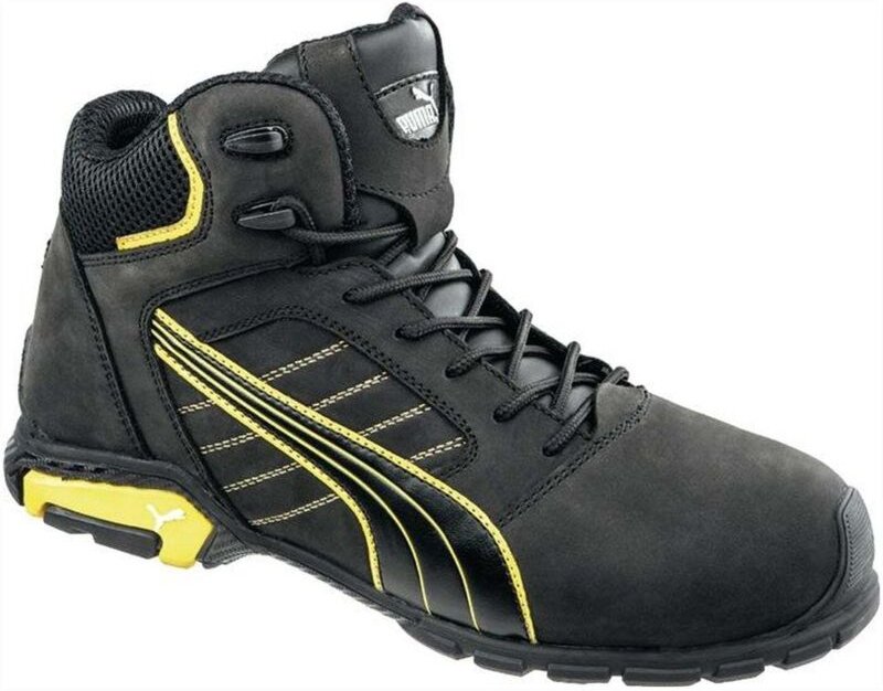 Puma - Sicherheitsstiefel Amsterdam Mid Gr. 42 schwarz/gelb Leder S3 src EN20345