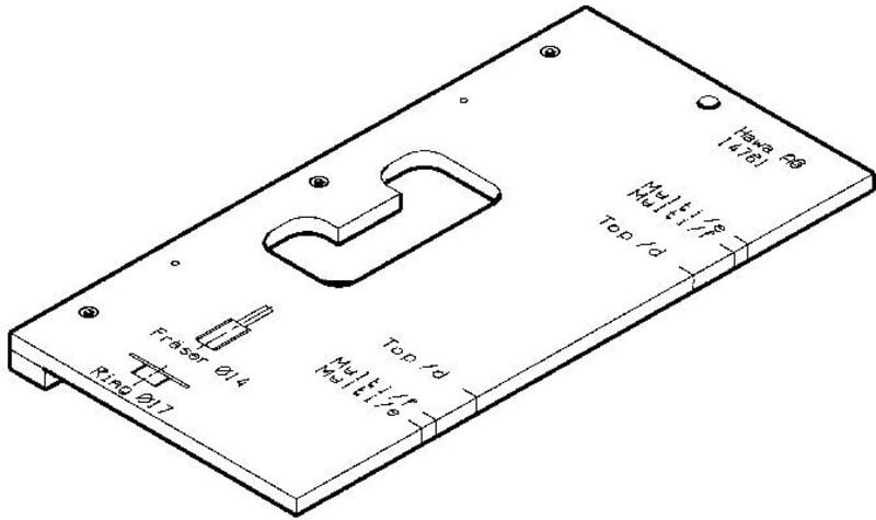 Multiford Frässchablone, für Aufhängung und Führung von Faltschiebetüren - Hawa
