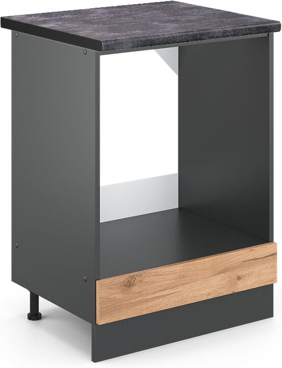 Vicco - Herdumbauschrank R-Line, Goldkraft Eiche, 60 cm , ap Anthrazit