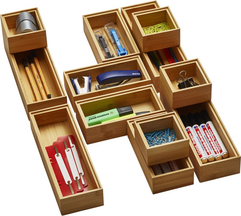 So-tech - orga-box bambus Aufbewahrungsbox 12 teiliges Set (geölt, 3 Größen 85/171/257 x 85 x 50 mm) Ordnungssystem stap...