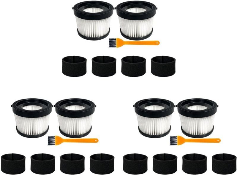 6 Stück DCV5011H HEPA-Filter für Den Kabellosen Handstaubsauger DCV501HB, mit 12 Schaumstoffhülsenfiltern und 3 Bürste