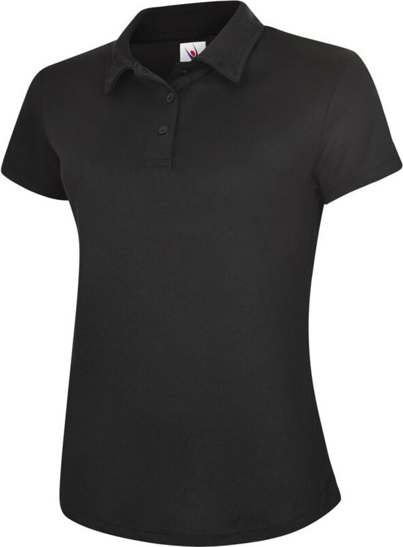 Damen Ultra atmungsaktives Polo-Arbeitsshirt Schwarz XL 200 g/m² 100 % Polyester