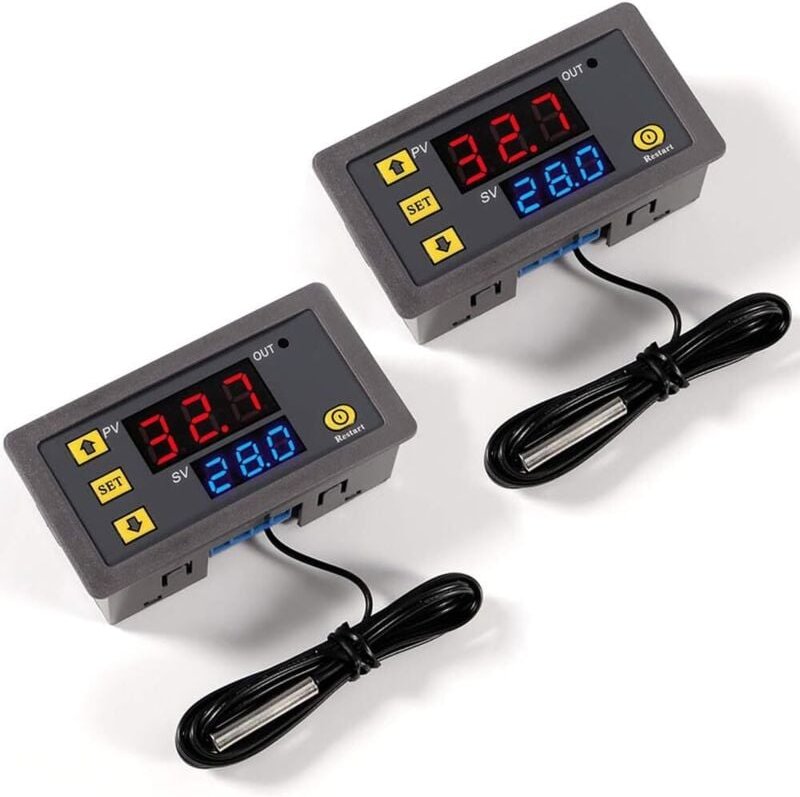 2er-Pack W3230 AC 110 V-220 V Digitalthermostat, 20 A LED-Anzeige, 10 K NTC-Sonde, Temperaturbereich -50 °C bis 110 °C.