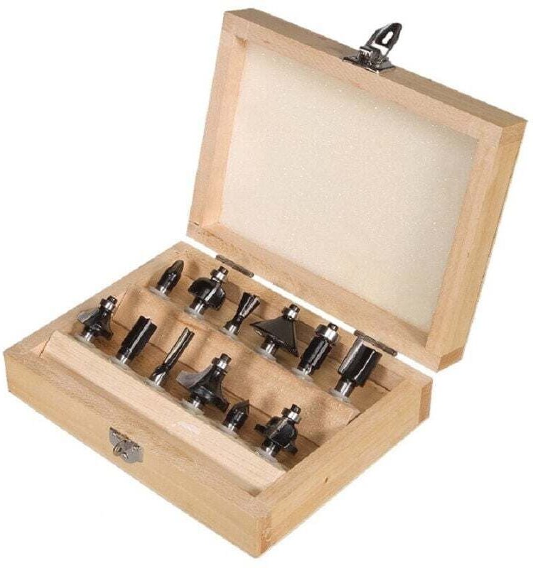 12-teiliges Set mit Fräsern für Holz, Schaft 8–12 mm, Pantograph-Fräsmaschine – 12 mm - Ymyny