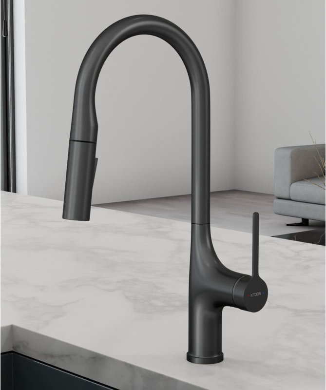 Moderner Küchenmischer Wasserhahn - Gun Metall