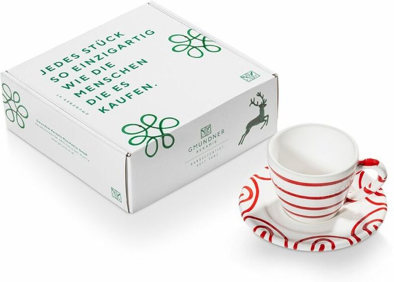 Gmundner Keramik - Rotgeflammt Espresso für Dich/2tlg.im Geschenkk.