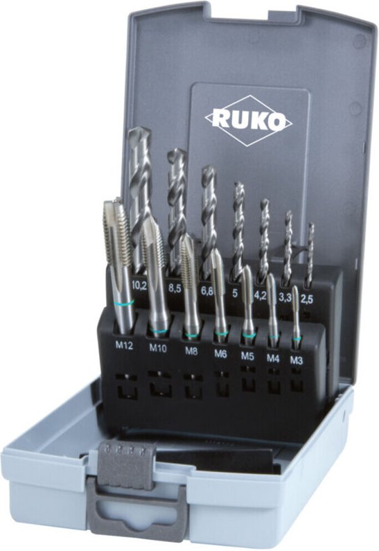 Ruko - 14-teiliger Maschinengewindebohrer-Satz hss Form b