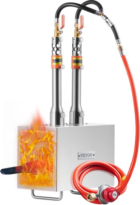 2 Brenner Propan-Schmiede 2600℉, Edelstahl-Gas-Schmiede für Messer & Werkzeugbau, große Kapazität Platz für Metall-Schmi...