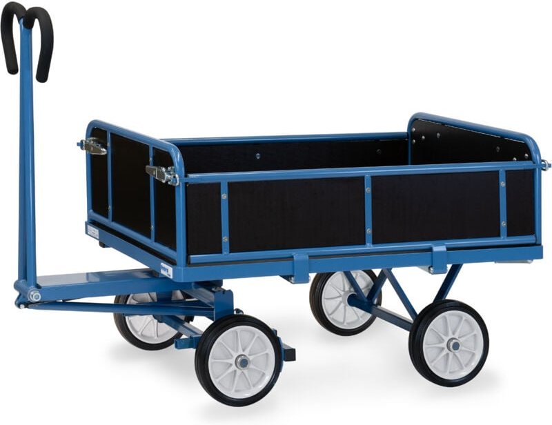 Fetra Handpritschenwagen mit Bordwänden, Vollgummi-Bereifung 1200x800 mm