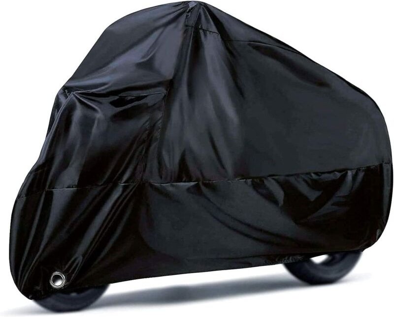 Motorradabdeckung, 190T wasserdichte Motorradabdeckungen mit Schlosslöchern, UV-staubdichte Schutzabdeckungen für den In...