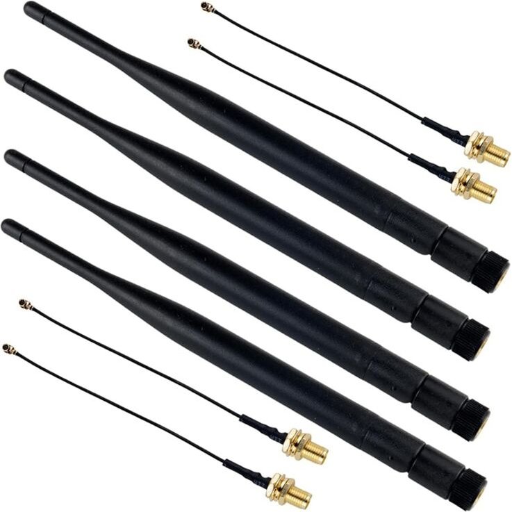 915 MHz LoRa-Antenne, 5 DBi, SMA-Stecker, 195 mm + -Auf-SMA-Buchsenkabel für Meshtastic ESP32 LoRa 32 V3 -AB02S (4er-Pac...