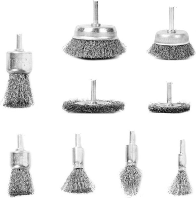 Drahtbürste, Bohrbürste, Drahtbürsten-Set 9-teilig, für Bohrmaschine, Scheiben, Topfbürste, Stahlbürste, Rostlöser und B...