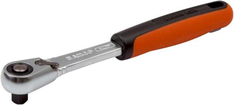 Bahco 3/8 Umschaltknarren mit schmalem Kopf, Schnellspanner, 72 Zähnen und 5° Rückschwenkwinkel