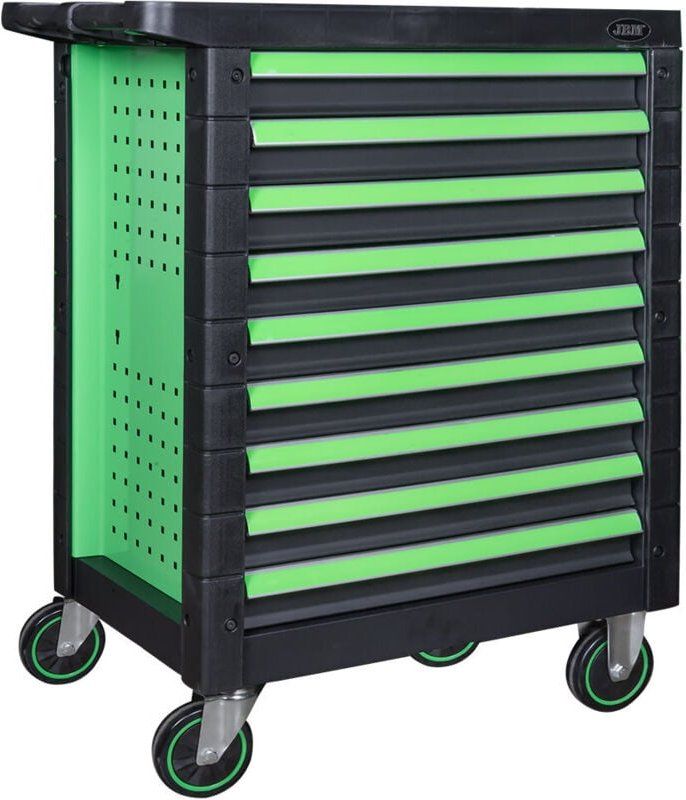 JBM54297 Werkzeugwagen mit 9 gleichen Schubladen - grün - leer