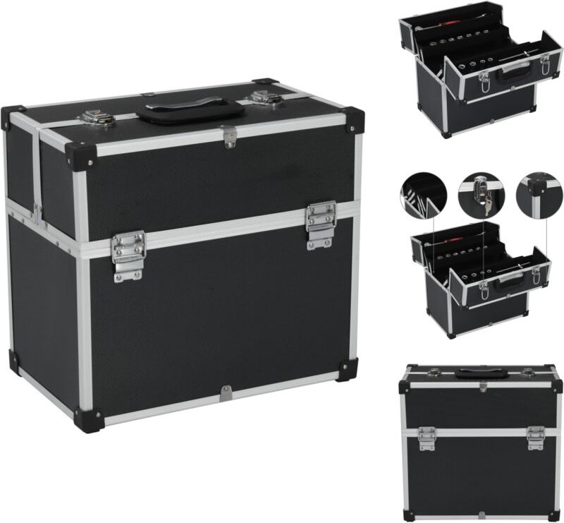 Vidaxl - Werkzeugkästen - Living Werkzeugkoffer 38x22,5x34 cm Schwarz Aluminum - Schwarz