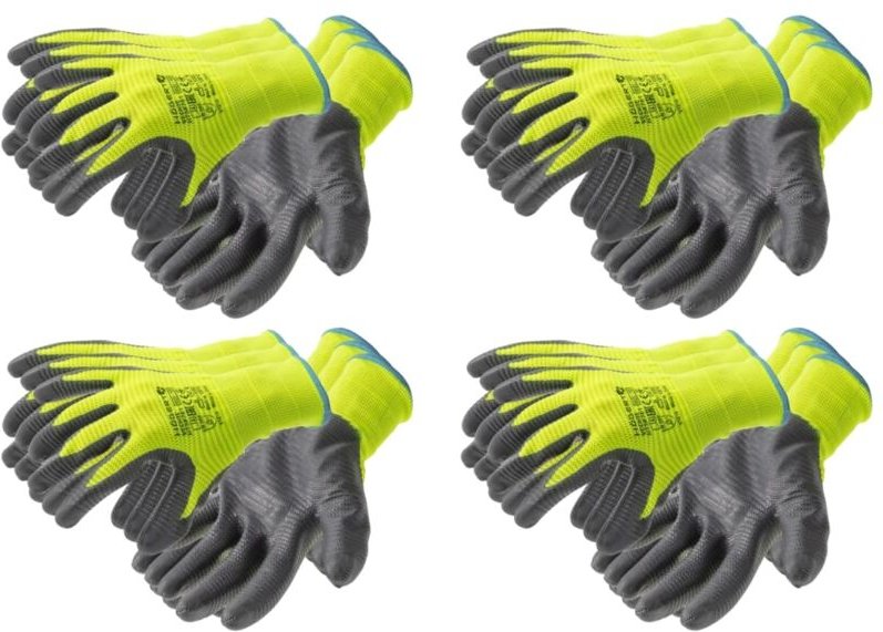 Hogert - Högert Technik vechte - Schutzhandschuhe mit Nitrilbeschichtung, Farbe grün/grau (12 Paar, Größe 9), abriebfest...