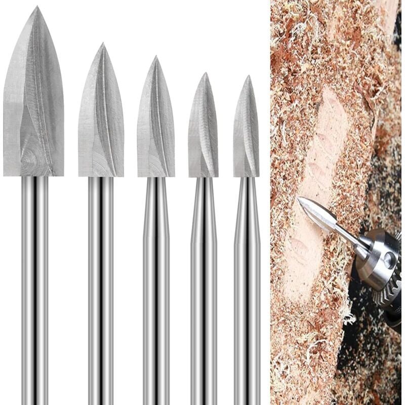 Thumbnail - Holzschnitzbohrer-Set für Dremel, 5-teilig, Holzschnitzbohrer mit 1/8-Zoll-Schaft zum Heimwerken, Schnitzen, Gravieren, ...
