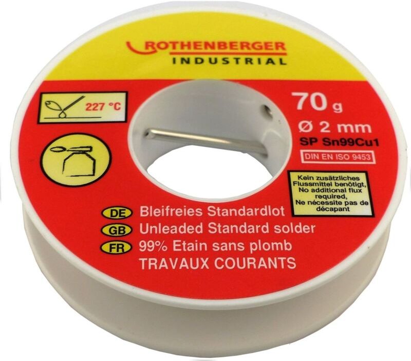 Rothenberger - Industrial Bleifreies Standardlot 70g Lötzinn, bleifrei SN99Cu1