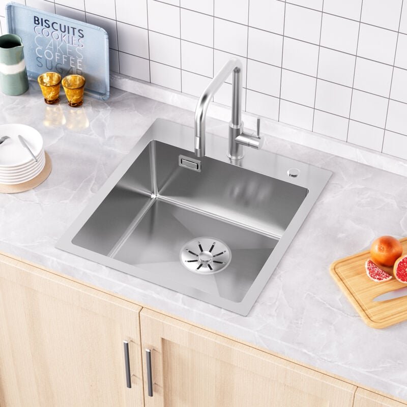 Sofetiy Max Edelstahl Küchenspüle 45 x 48 cm Spülbecken, 45/48 cm Aufsatzspüle, Gebürstet