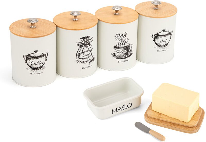 Set Mit 4 Küchenbehältern Und Butterdose E-6056