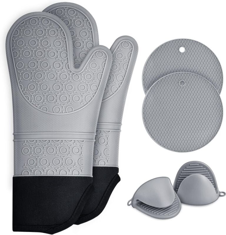 Topflappen Küche, Ofenhandschuh Anti-Hitze 6er-Set Hitzebeständig, Hitzebeständig bis 230°C