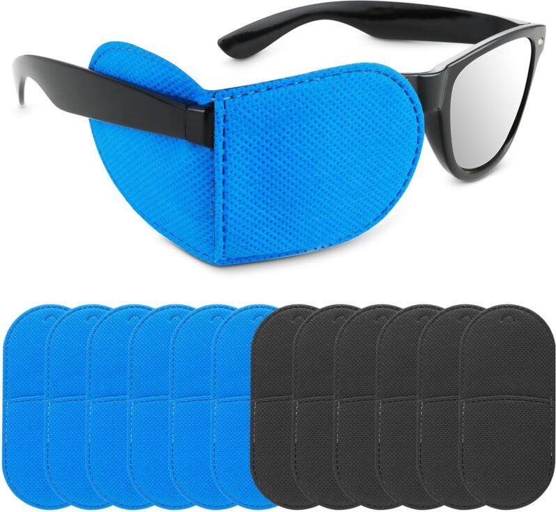 Sollbry - 12er-Pack Augenklappen für Brillen, medizinische wiederverwendbare Vliesstoff-Augenklappen für Erwachsene und ...