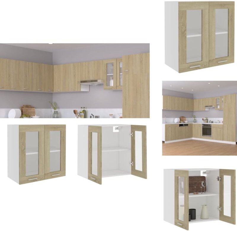 Hängeglasschrank Sonoma-Eiche 60x31x60 cm Holzwerkstoff - Küchenregal - Wandhängeschrank - Vitrine - Esszimmermöbel - Wo...