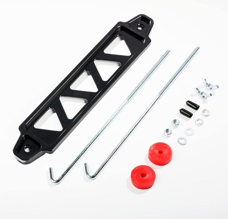 Batteriehalterhalterung, Autobatteriehalter-Kit mit 10-Zoll-J-Schrauben, Batteriemontagehalterung aus Aluminiumlegierung...
