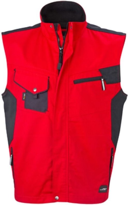 Thumbnail - James & Nicholson Workwear Weste JN822 Gr. L red/black
