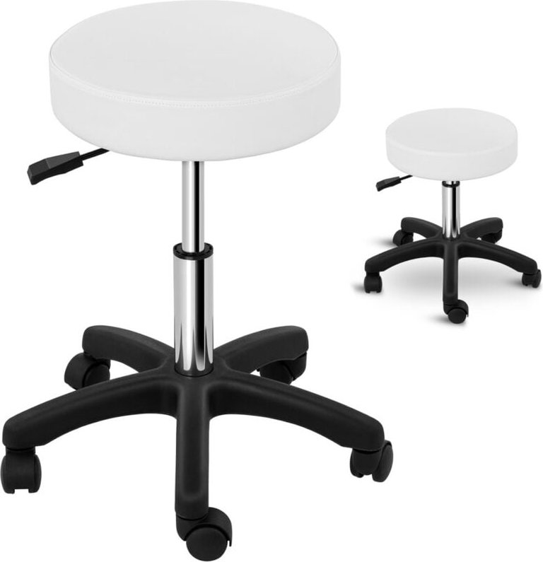 Thumbnail - Rollhocker Bürohocker Drehhocker Praxishocker Arbeitshocker Hocker Gasfeder Weiß