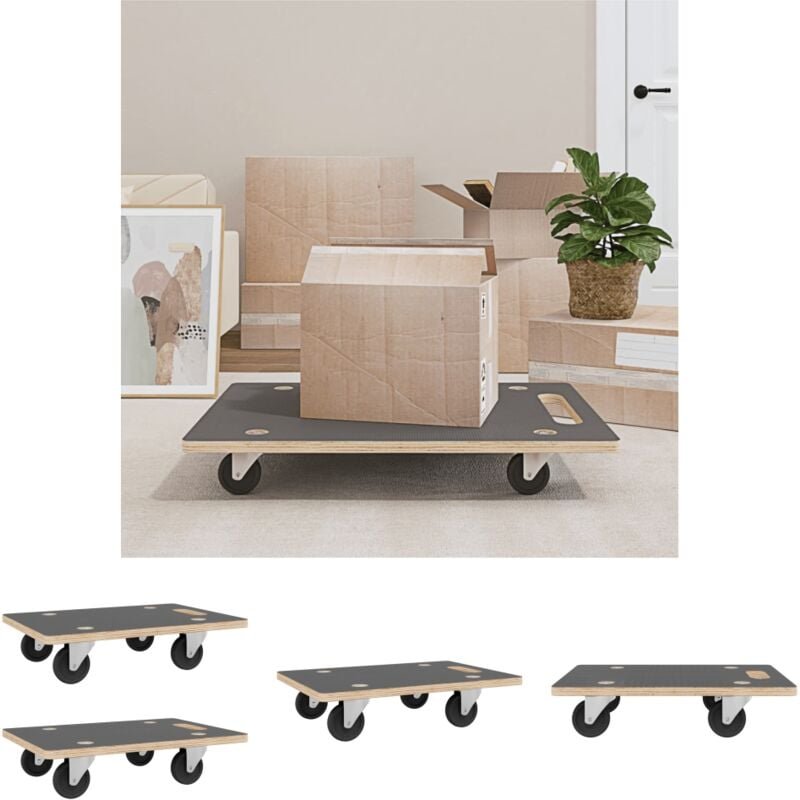 The Living Store Rollbretter 2 Stk. Rechteckig 80x55x11,5 cm - Paletten & Ladeflächen