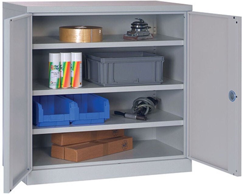 Kleine Werkstattschränke - 3 Regale - Türen RAL 7016 - W030090036-GCGA