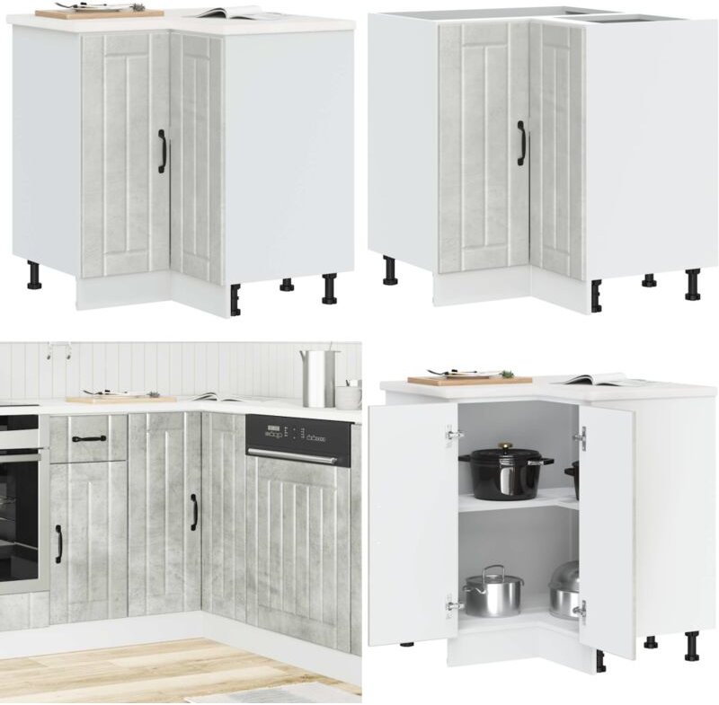 Küchen-Eckunterschrank Lucca Betongrau Holzwerkstoff - Vidaxl