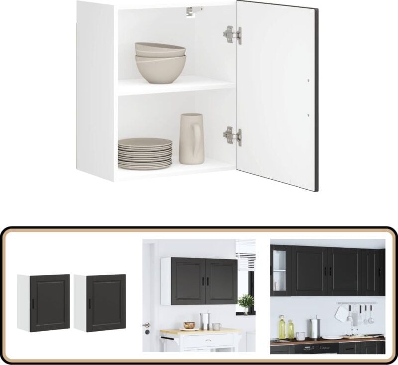 Küchen-Hängeschränke 2 Stk. Porto Schwarz Holzwerkstoff - Vidaxl