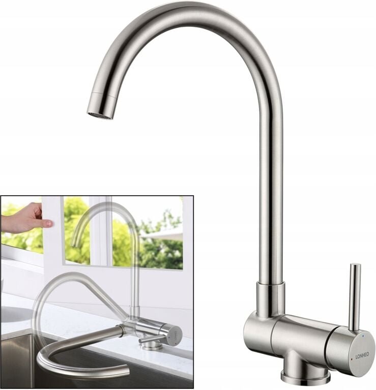 Hochdruck Küchenarmatur Umklappbar 360° Drehbar, Klappbares Hochdruck Wasserhahn Küchen aus Edelstahl, Spültischarmatur ...