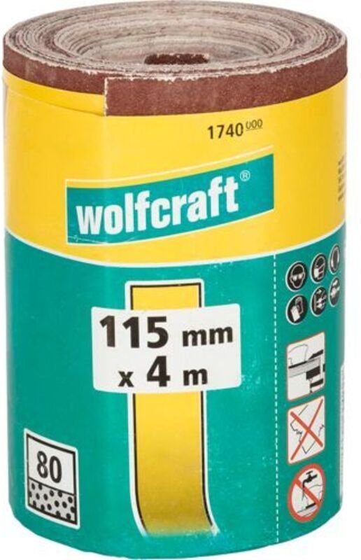 Wolfcraft Rolle Schleifpapier Körnung 80, 4 m x 115 mm